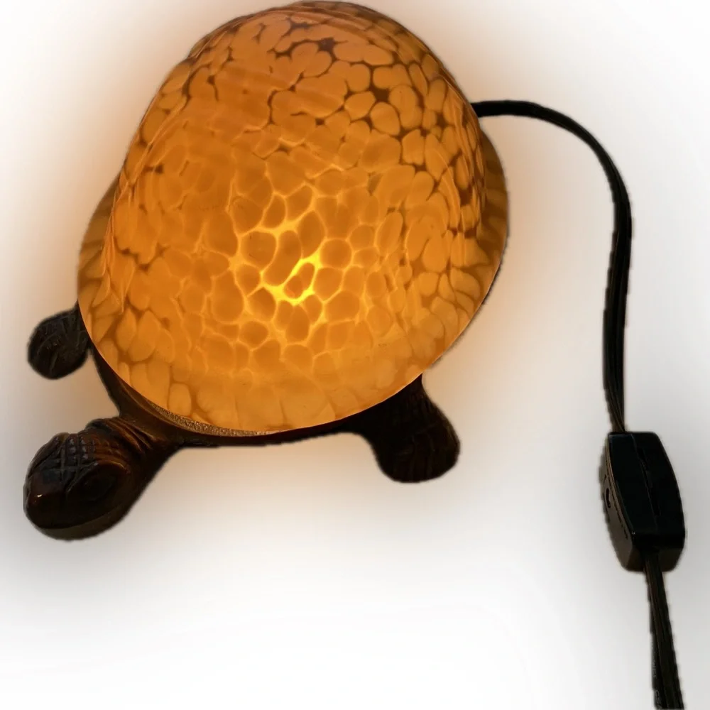 METAL AMBER TURTLE LAMP - Picture 1 of 14